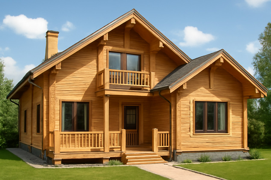 一層的木結(jié)構(gòu)別墅