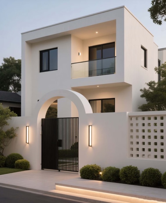 一棟白色的輕鋼別墅